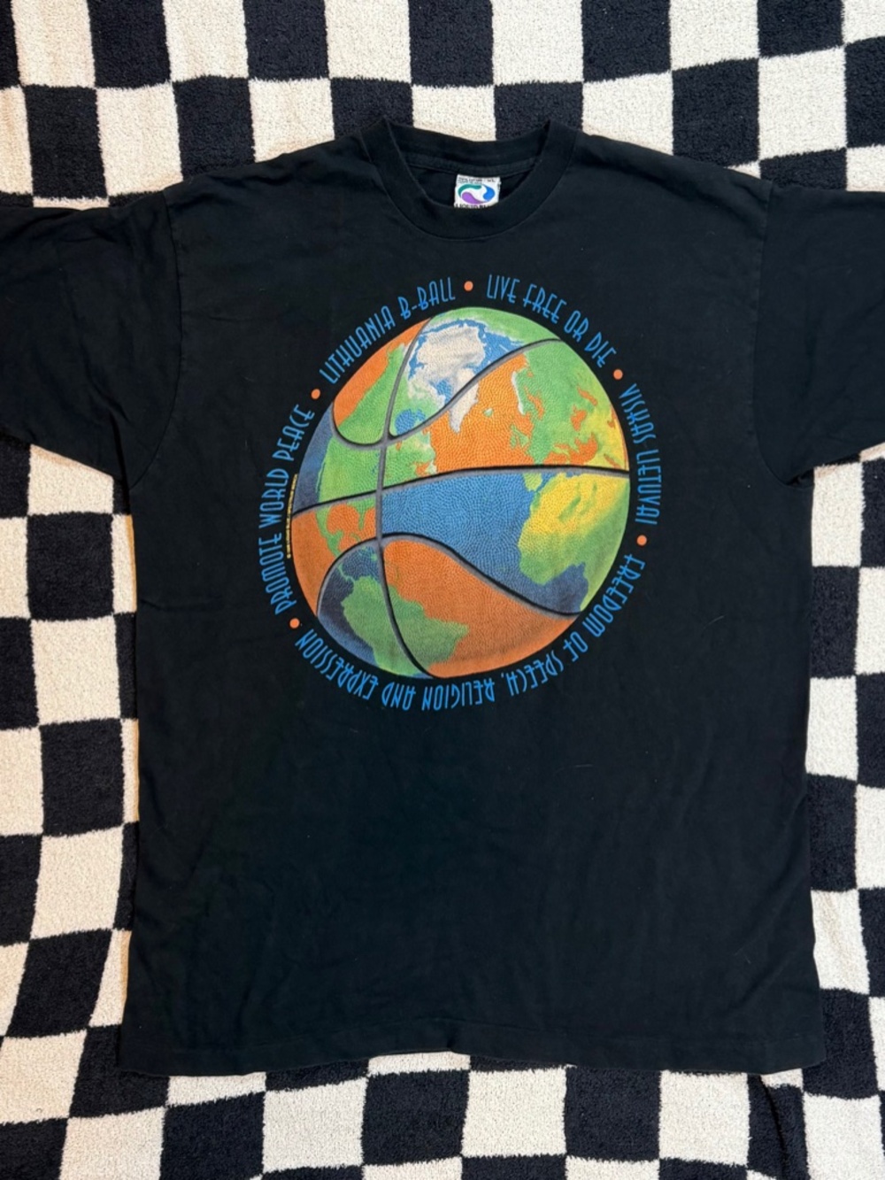 vintage 1996 liquid blue lithuania basketball shirt size xl single stich